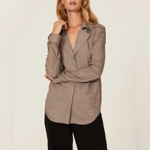 Rag & Bone Field Plaid Blouse Button Up Fall Autumn Rayon Classic Lightweight